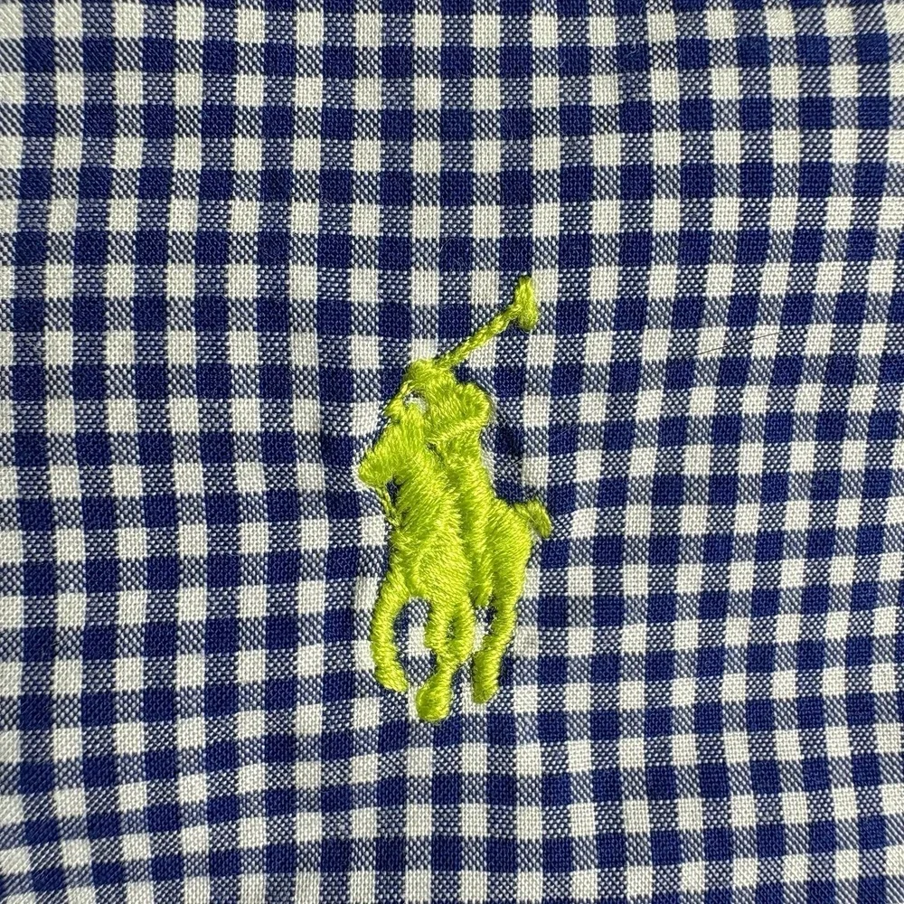 Ralph Lauren Boys 10/12 Blue Gingham Check Button Down‎ Long Sleeve Shirt